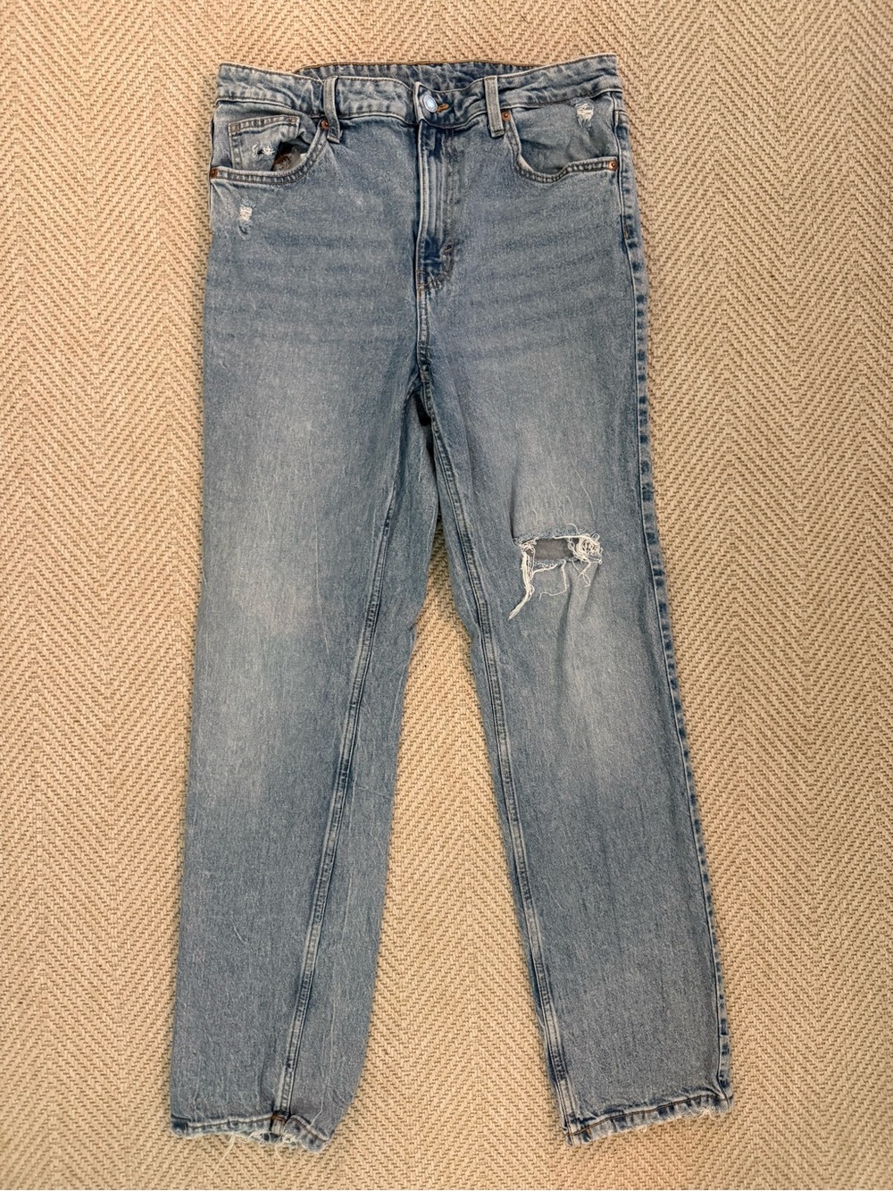 Source Unknown Light Blue Women's Skinny Jeans with Knee Distress